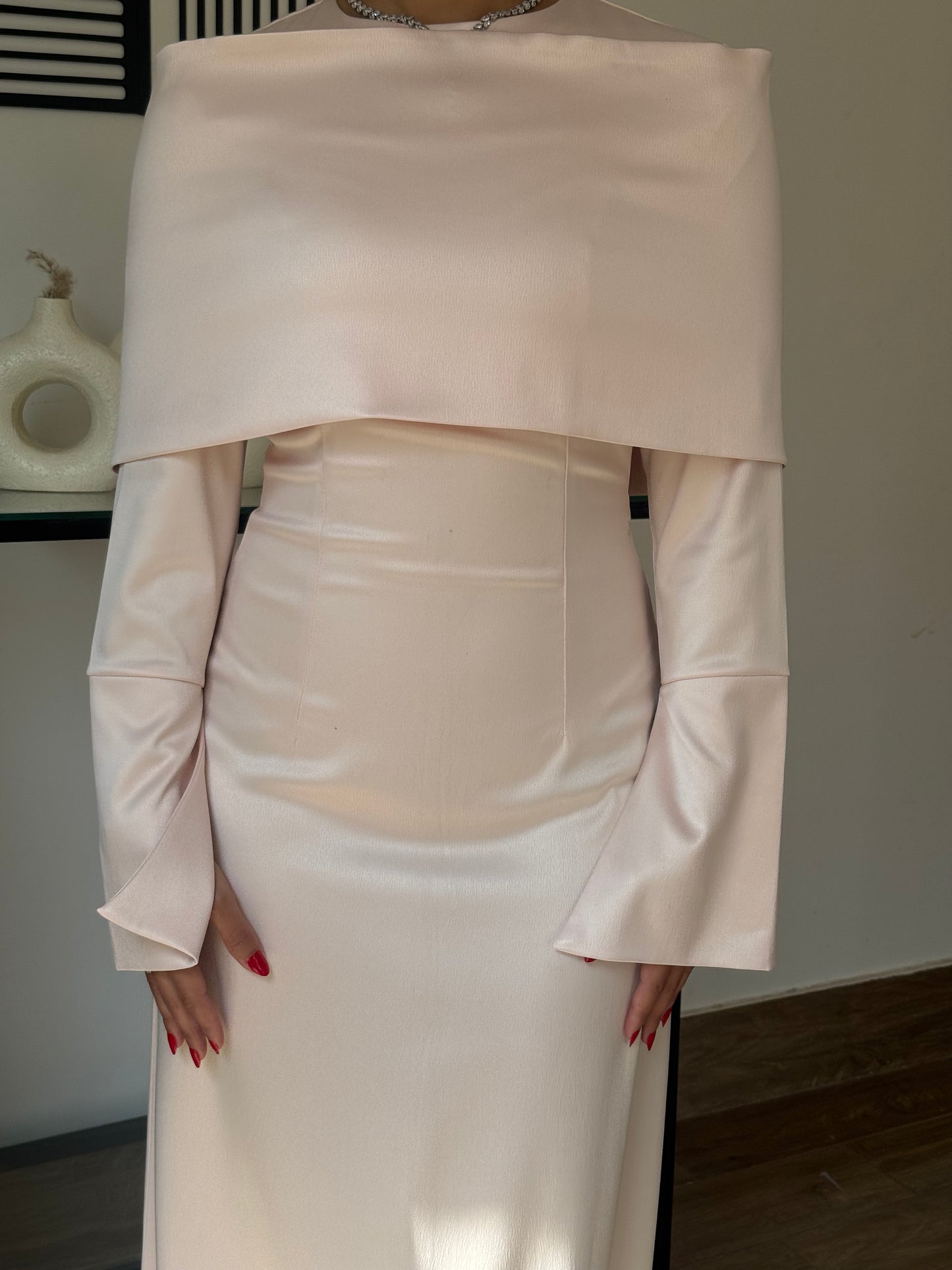 “The Serenity Gown – Rose Satin Modest Maxi Dress”