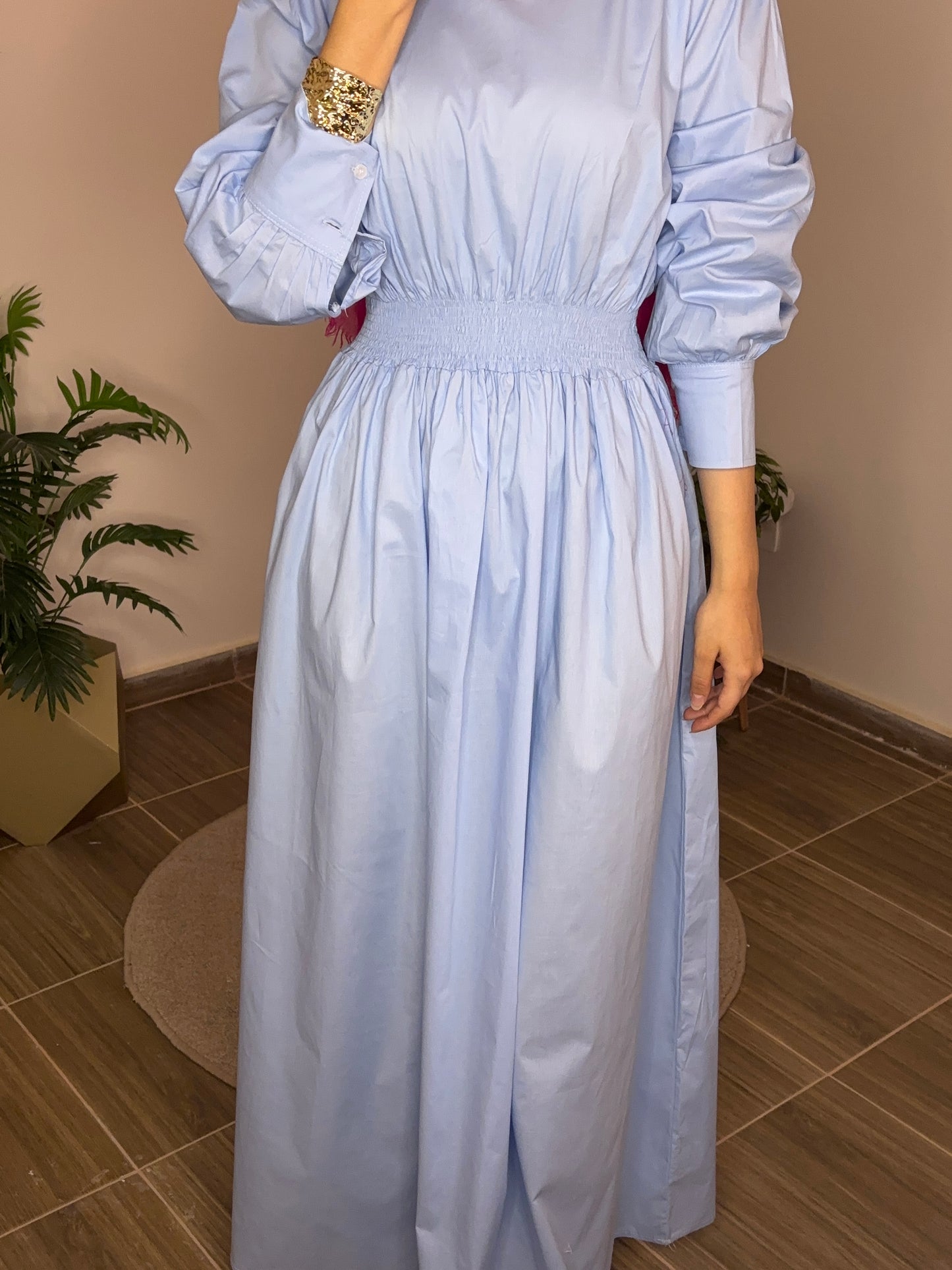 Loose Fit Modest Maxi Dress in Baby Blue