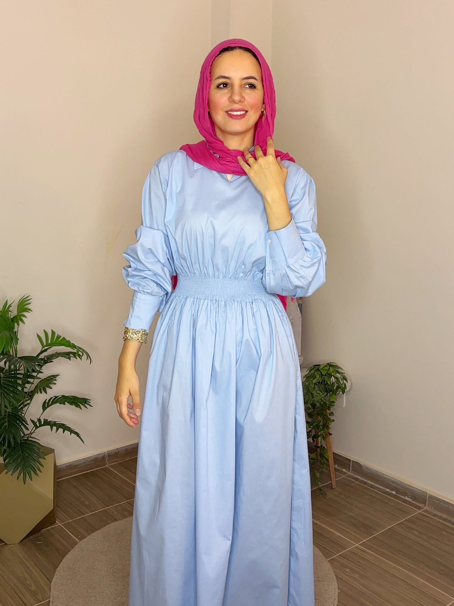 Loose Fit Modest Maxi Dress in Baby Blue