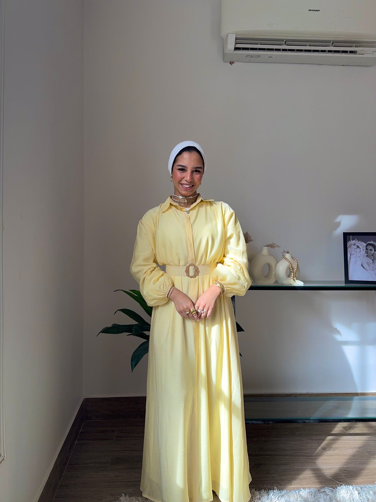 “Soft Sunshine Over Size Belted Maxi Dress”