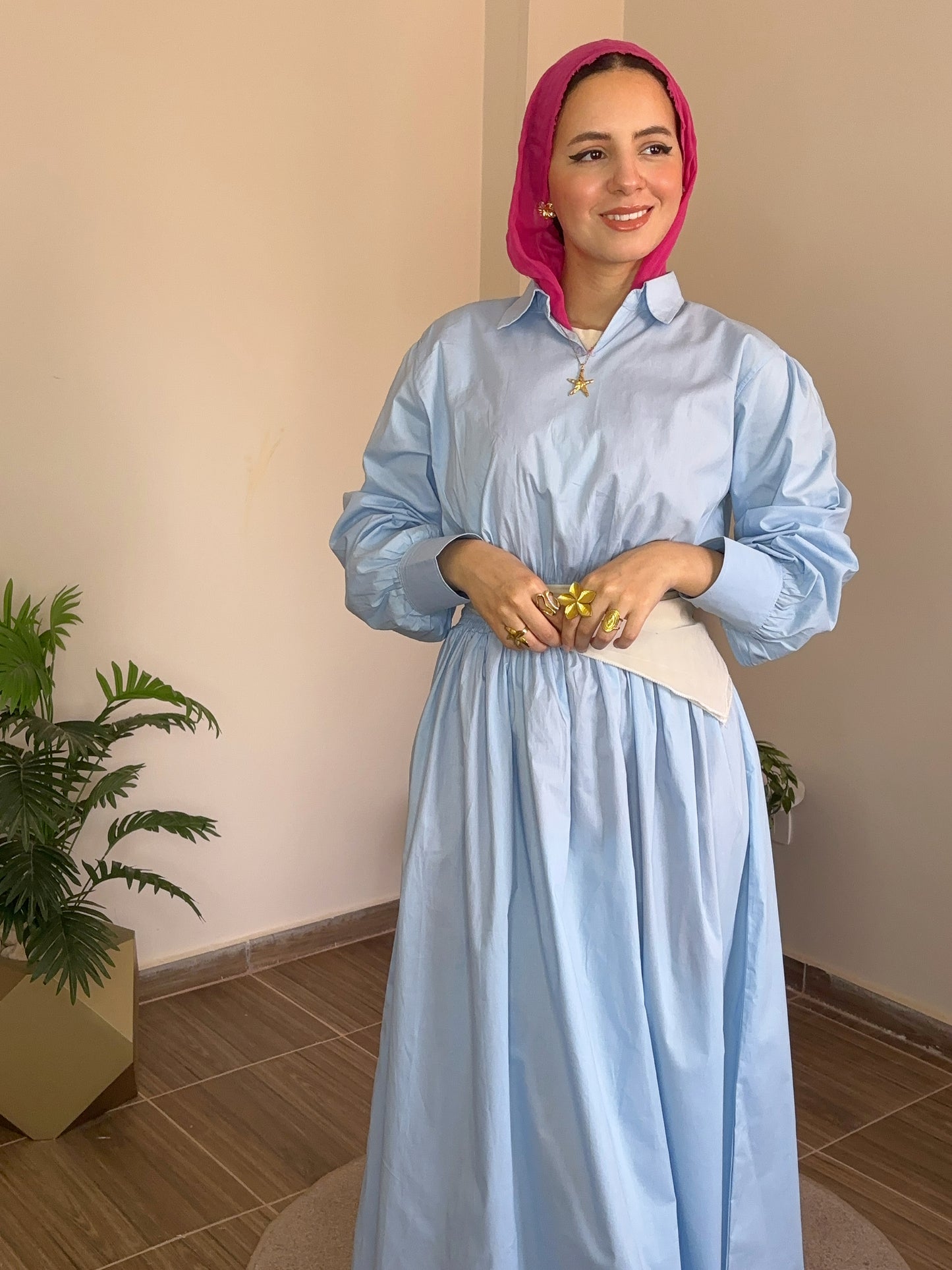 Loose Fit Modest Maxi Dress in Baby Blue
