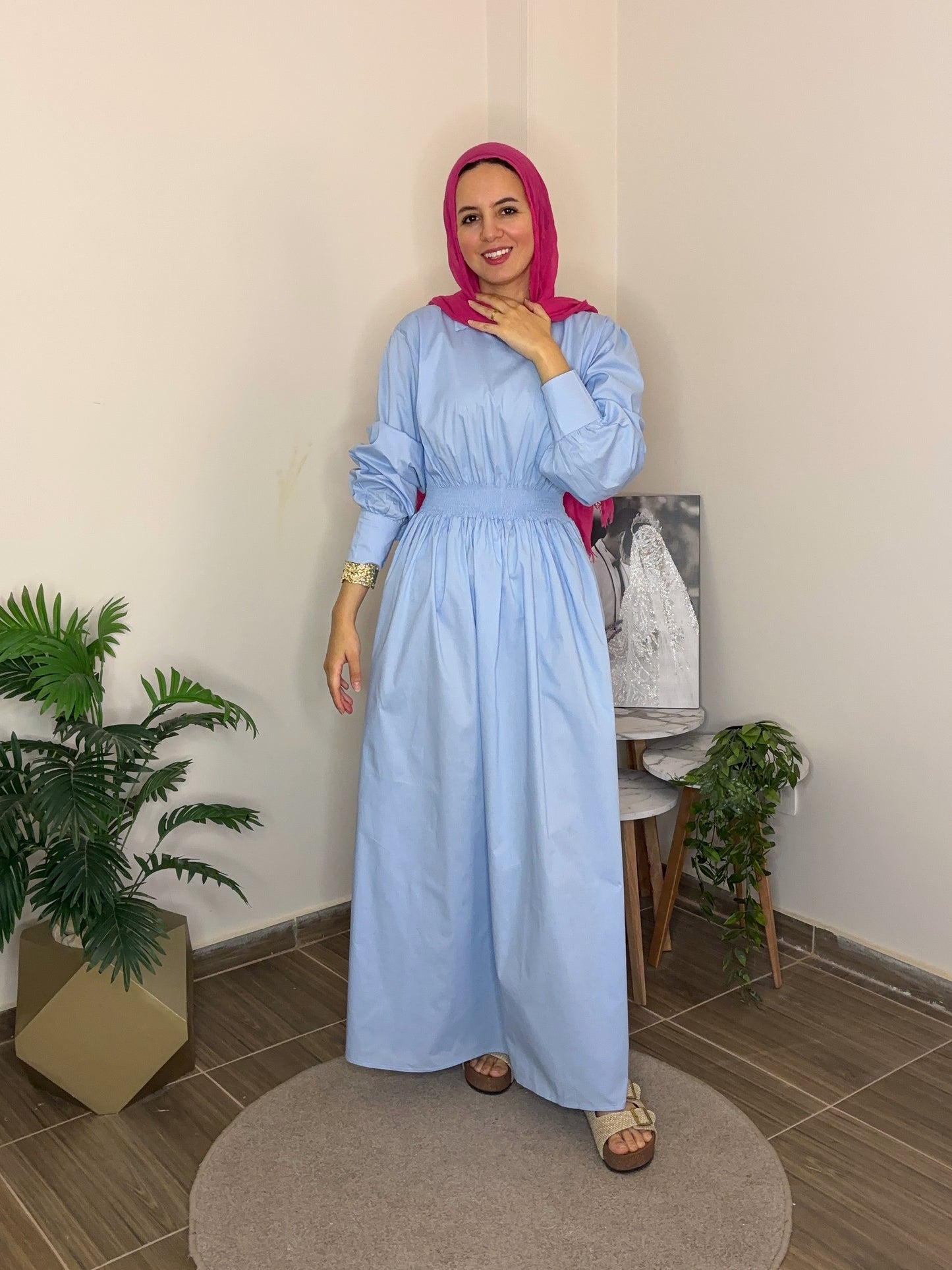 Loose Fit Modest Maxi Dress in Baby Blue