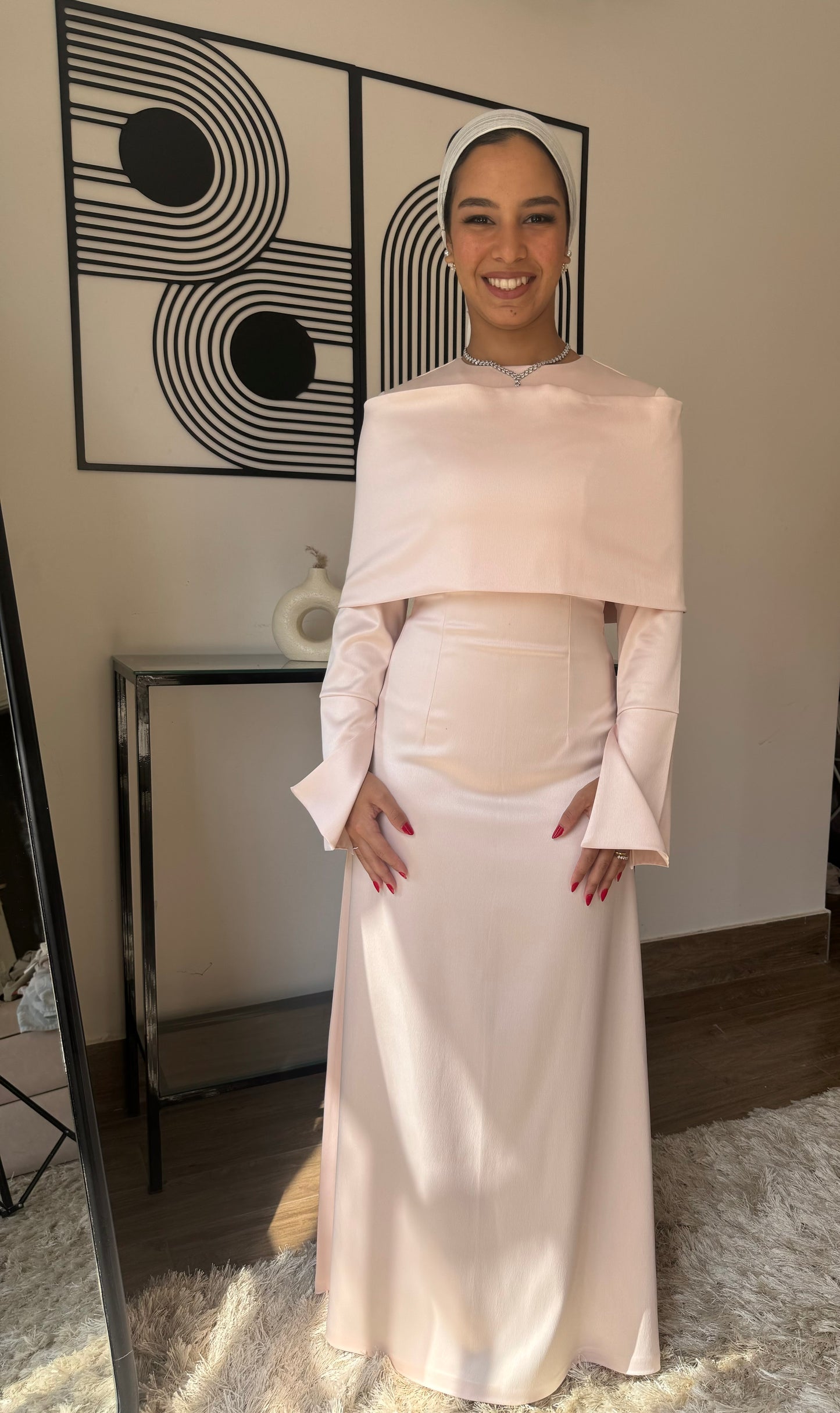 “The Serenity Gown – Rose Satin Modest Maxi Dress”