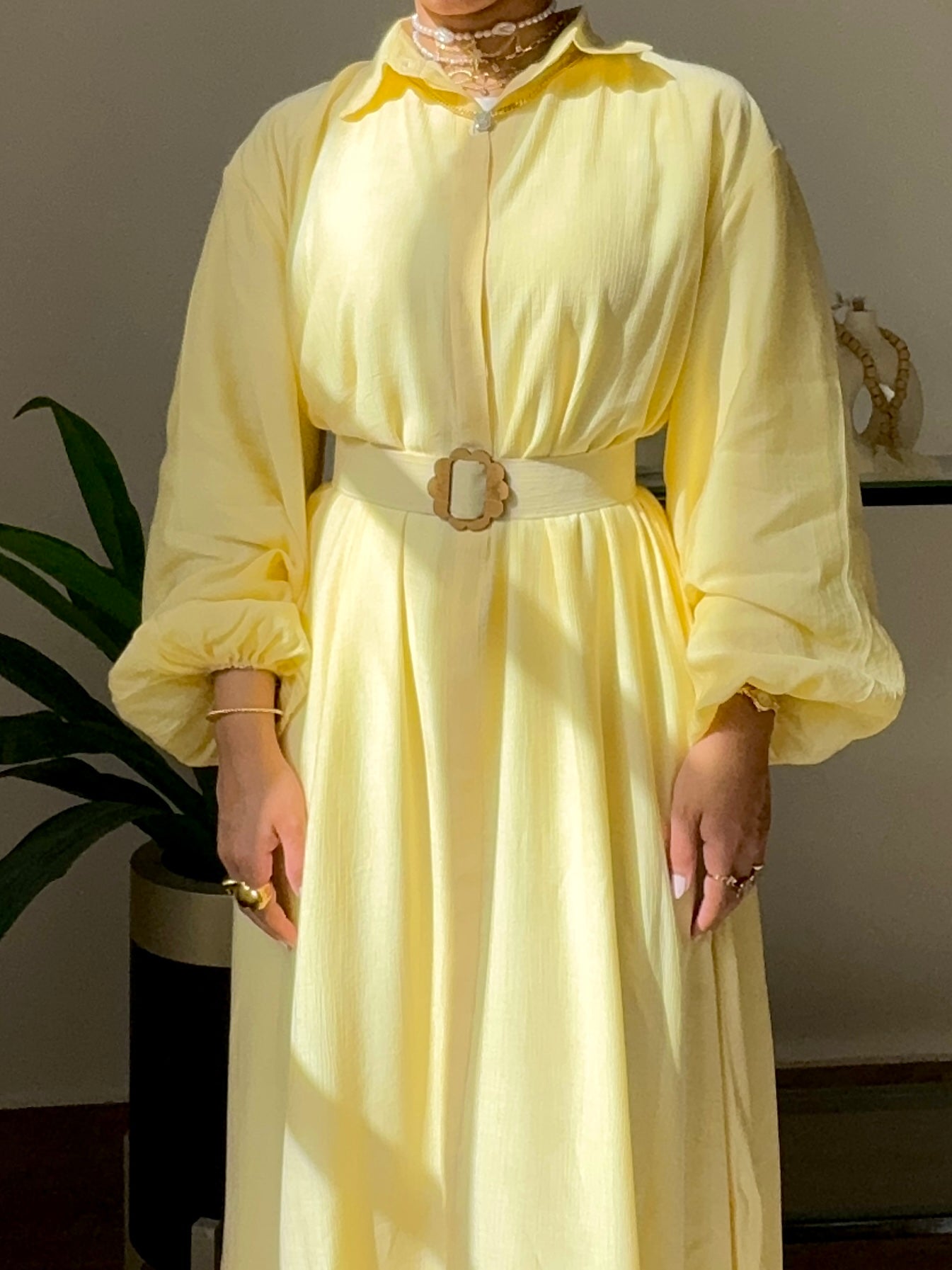 “Soft Sunshine Over Size Belted Maxi Dress”