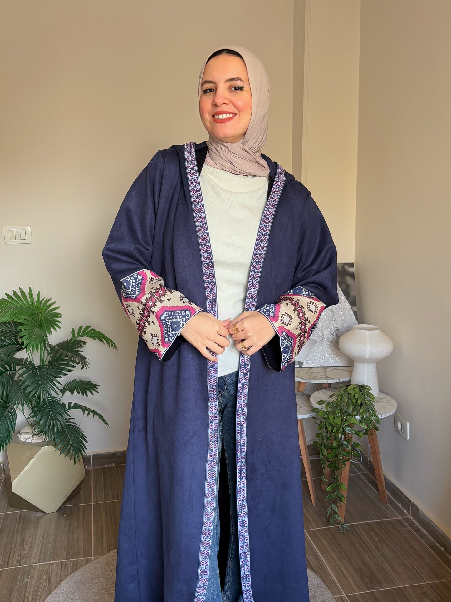 Dark Blue Suede Kaftan