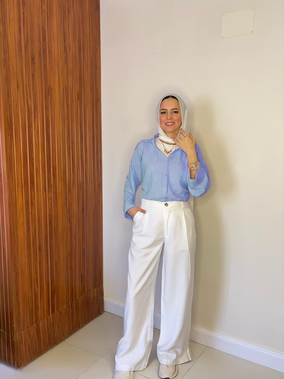 Blue  Striped Wrap Shirt