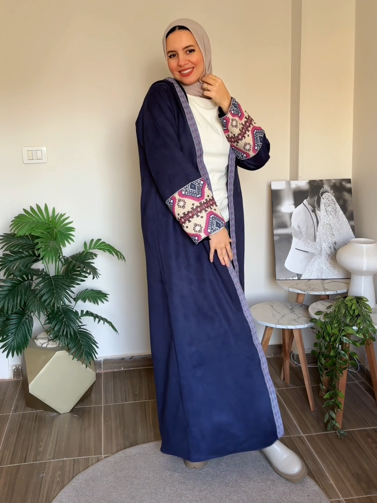 Dark Blue Suede Kaftan