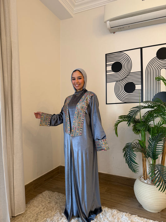 Steel Grey Luxury Kaftan