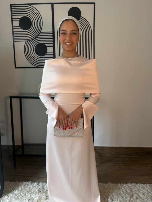 “The Serenity Gown – Rose Satin Modest Maxi Dress”