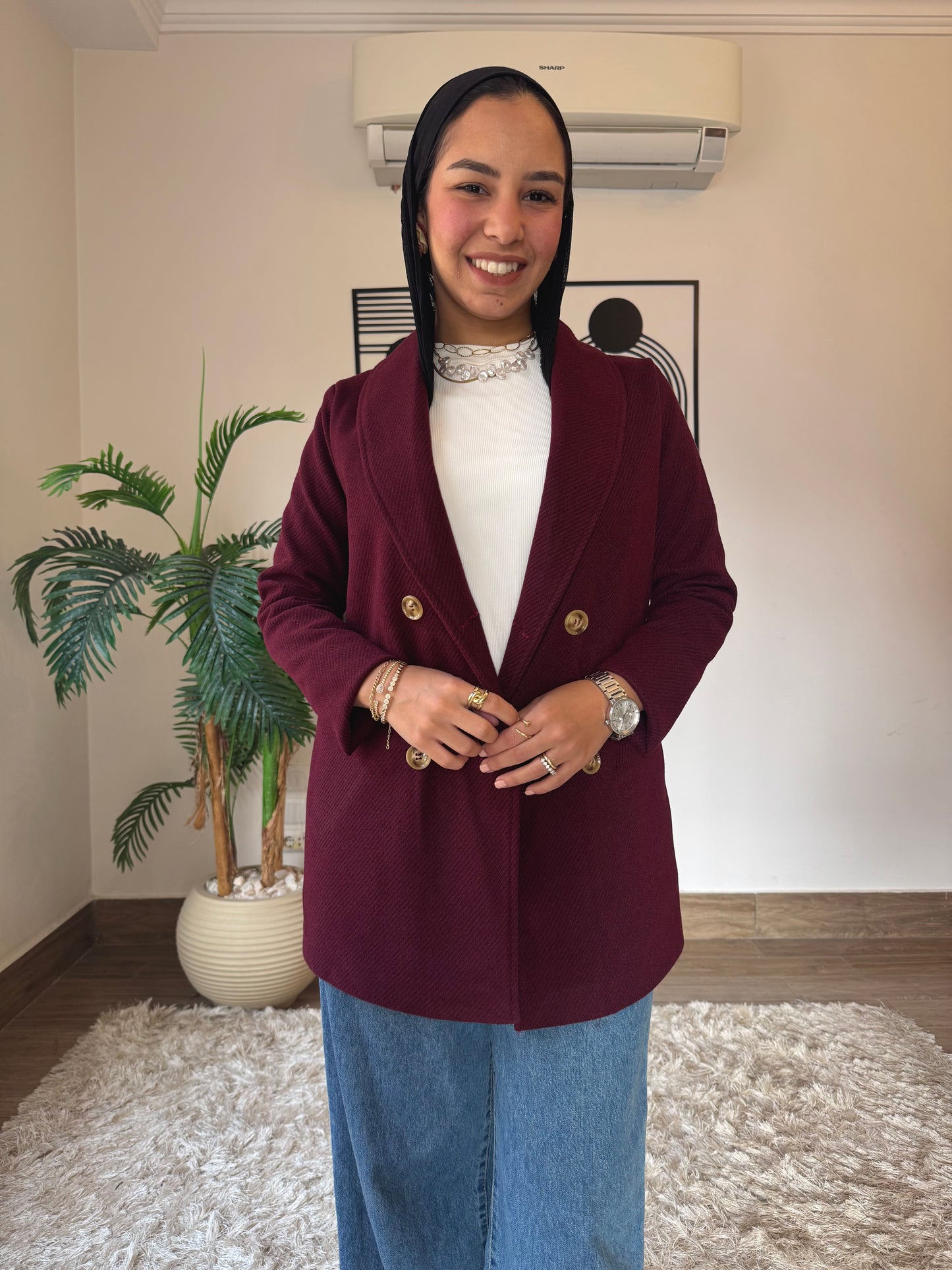 Burgundy Blazer Casual Chic Look