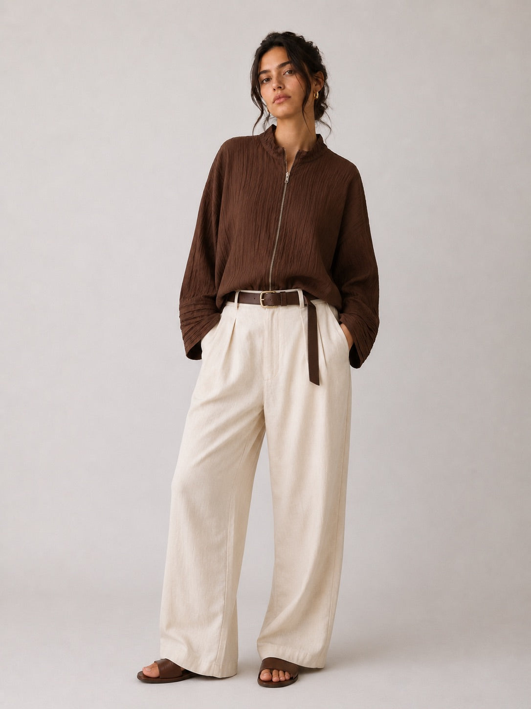 Crinkle Jacket – Walnut Brown