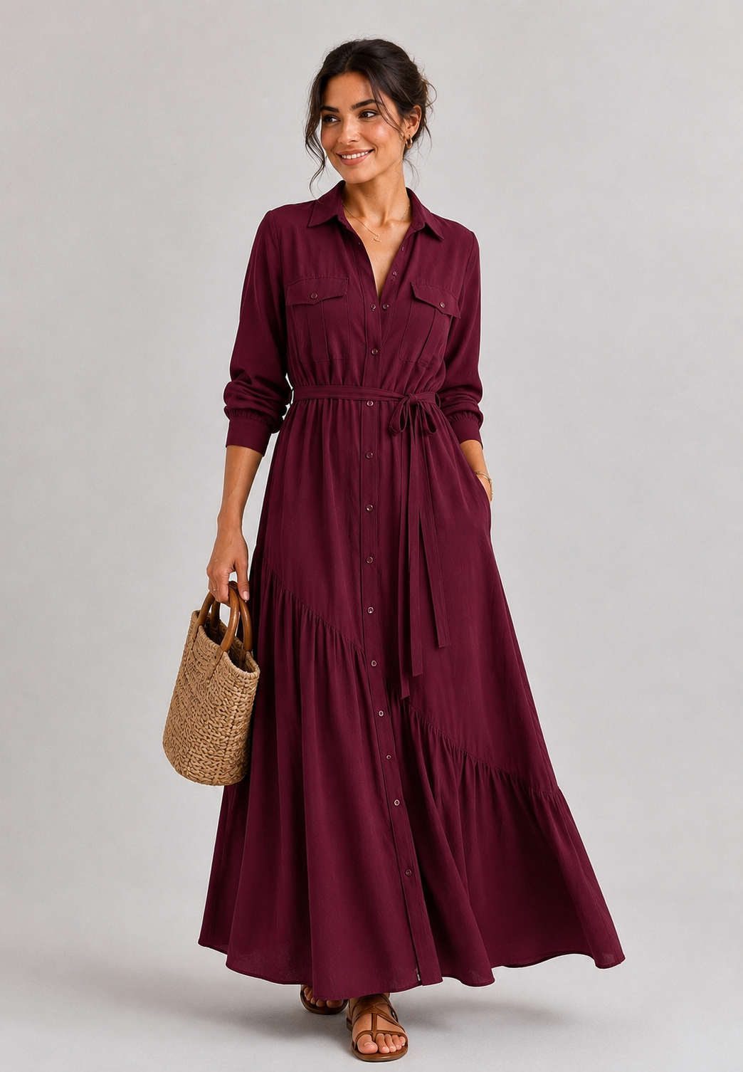 Burgundy CY Fabric Dress