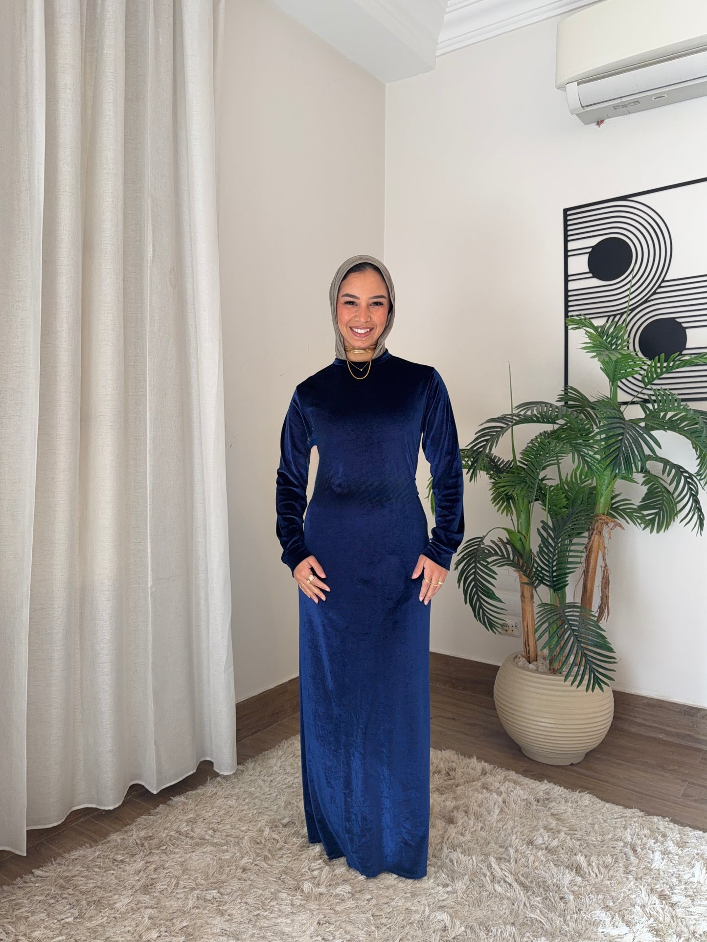 Dusty Blue Embroidered Kaftan