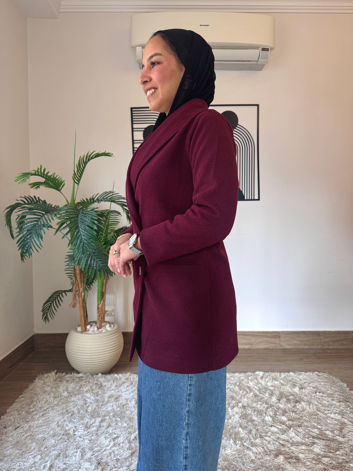 Burgundy Blazer Casual Chic Look