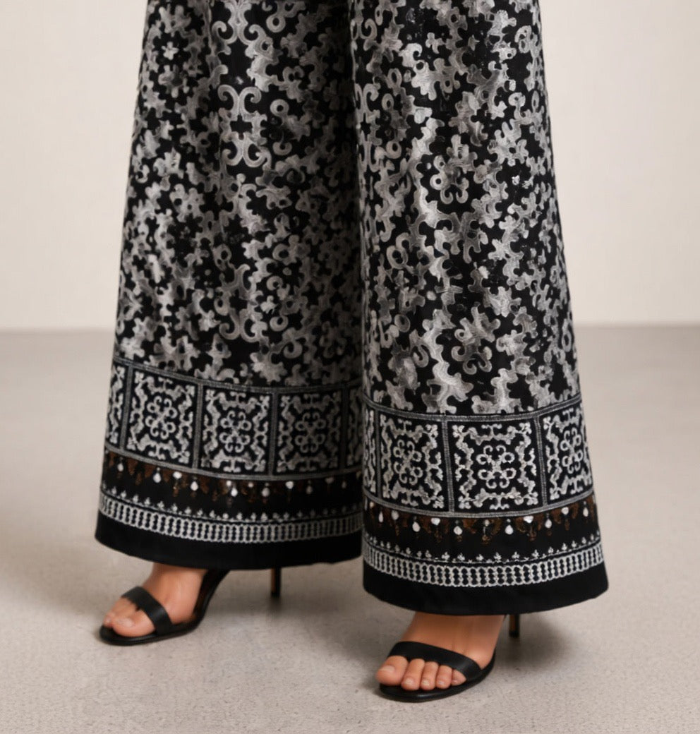Printed black Pants (Viscose Cotton Fabric)