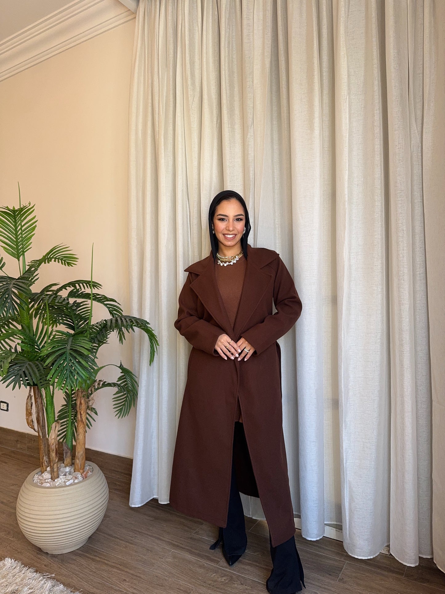 Fluffy Wool Coat (Brown)