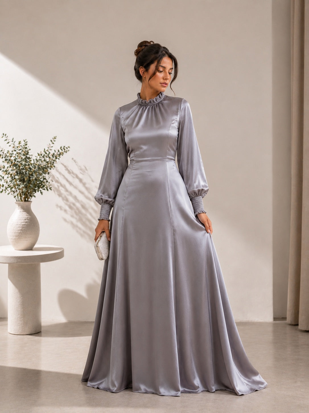 Silver Grey Satin Serenity