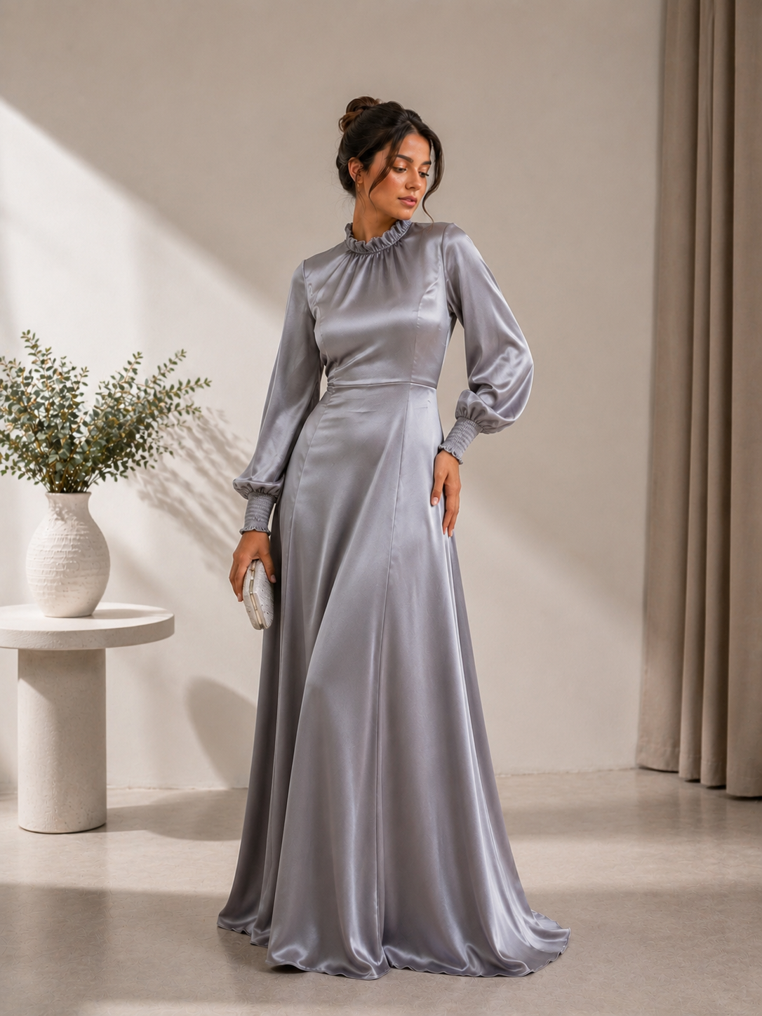 Silver Grey Satin Serenity