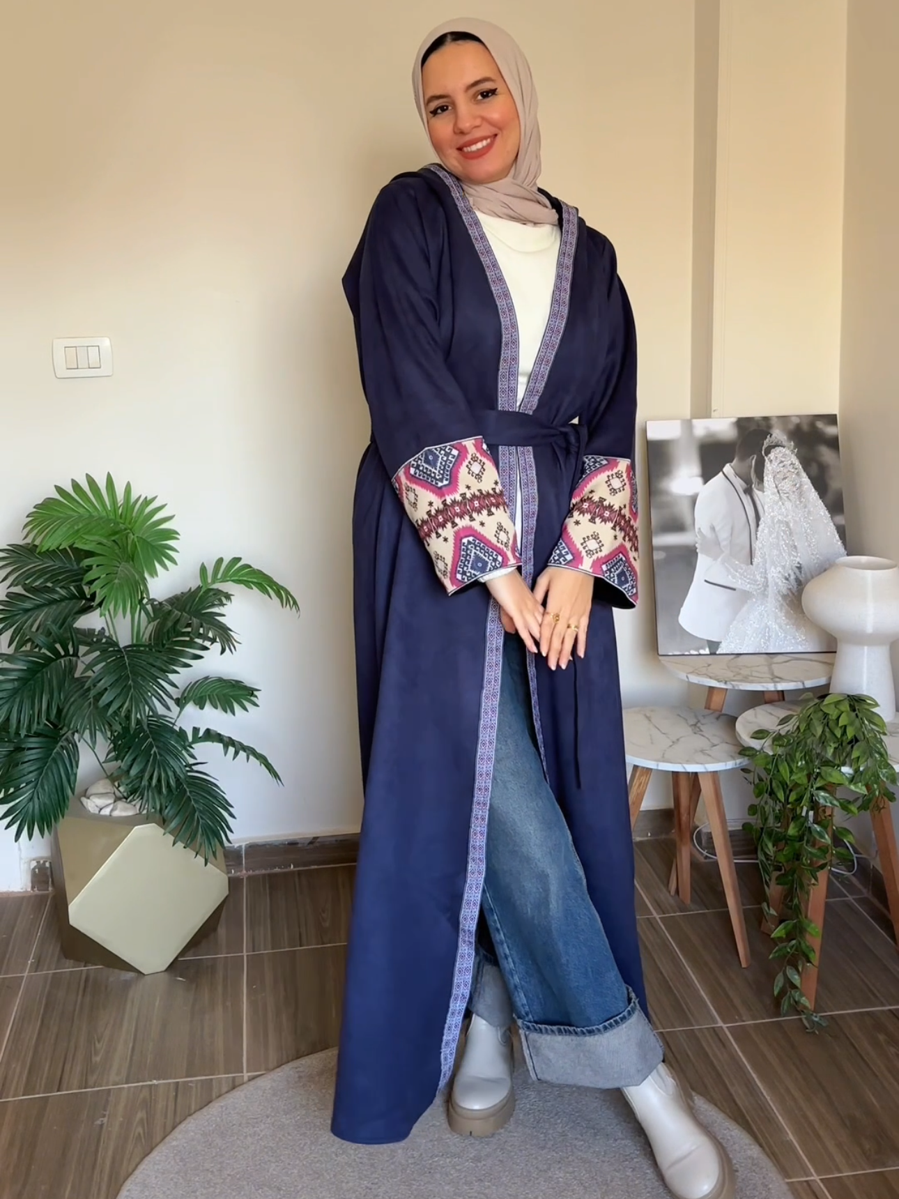 Dark Blue Suede Kaftan