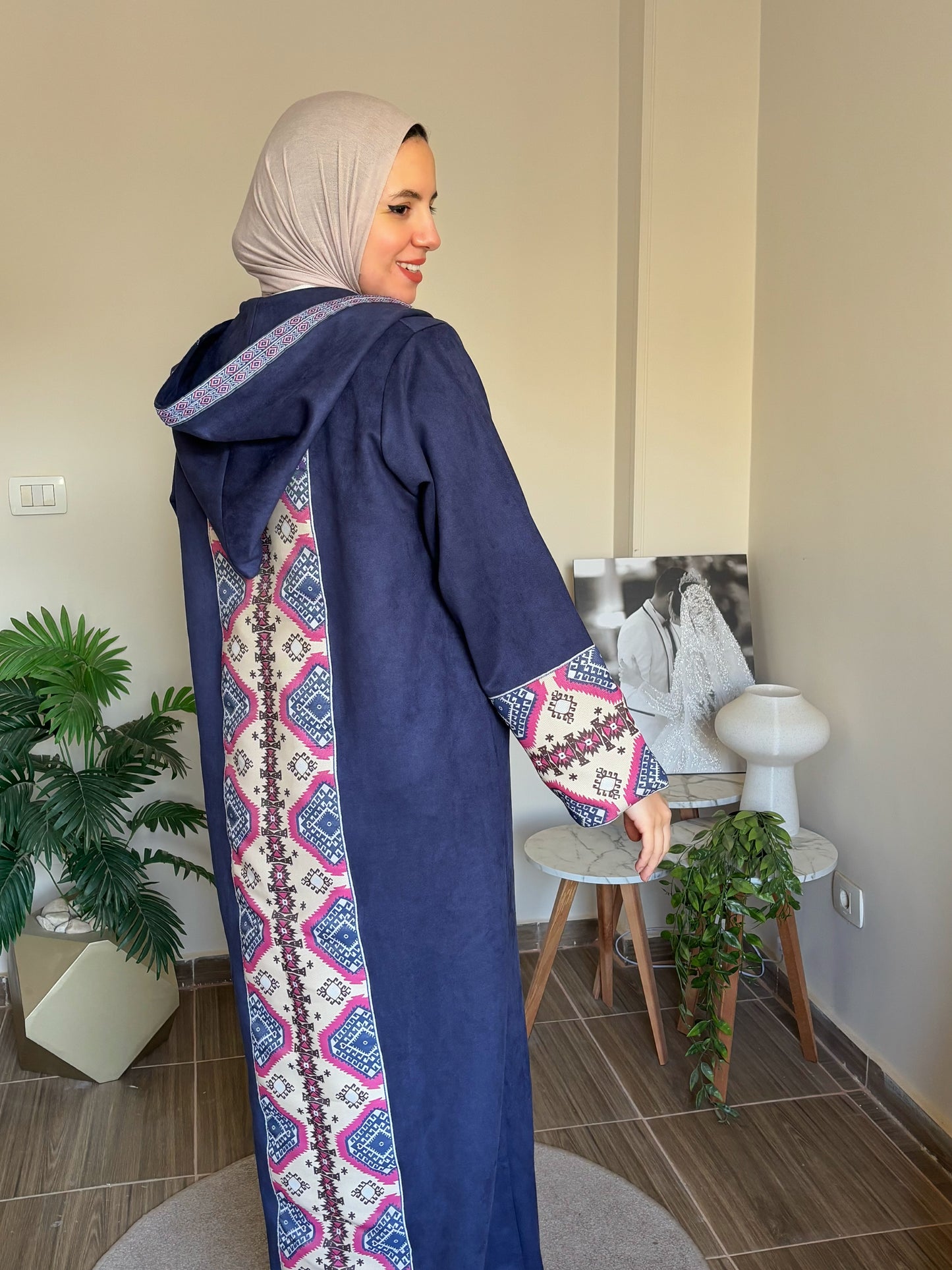 Dark Blue Suede Kaftan