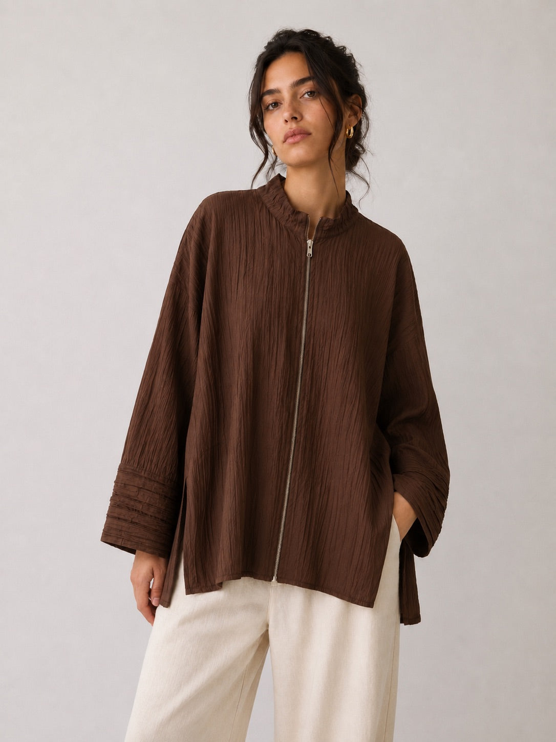 Crinkle Jacket – Walnut Brown