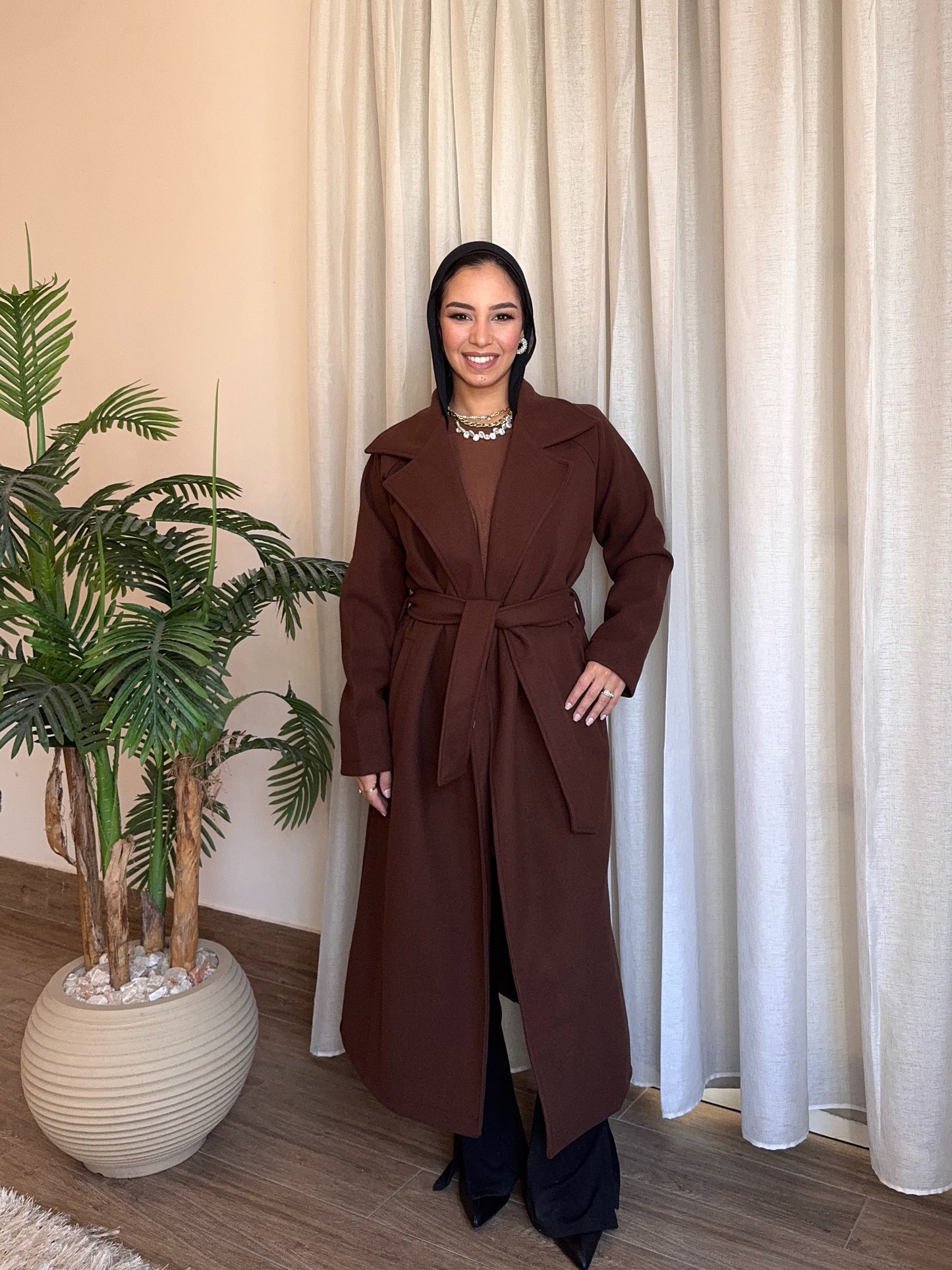 Fluffy Wool Coat (Brown)