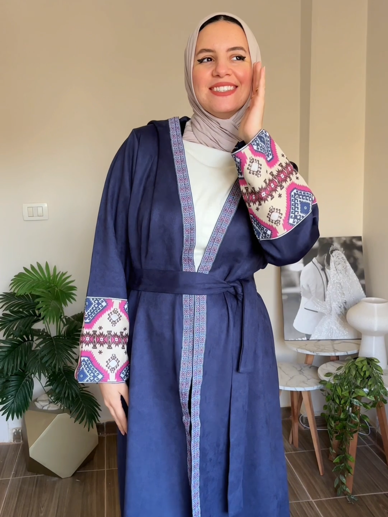 Dark Blue Suede Kaftan