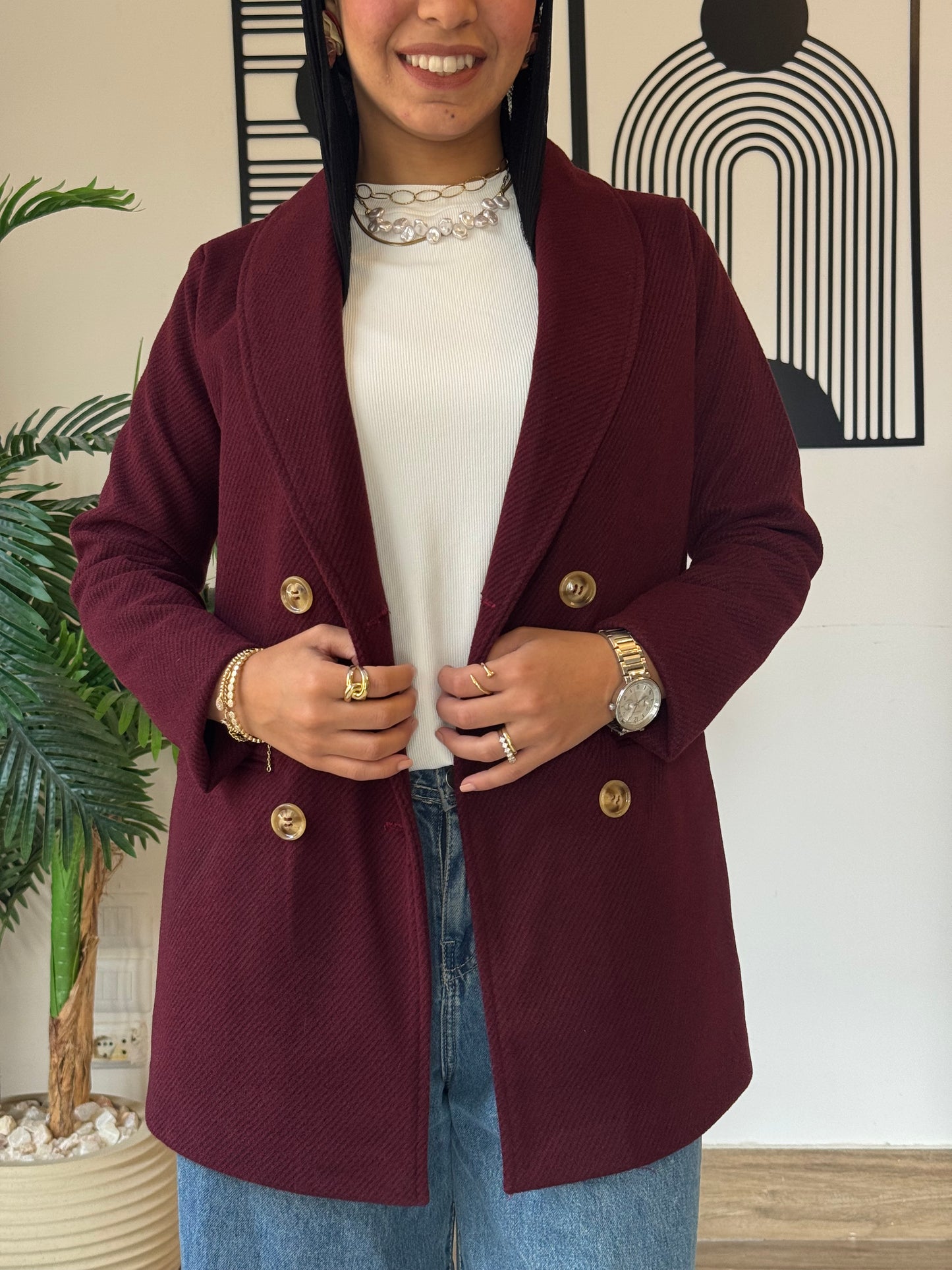 Burgundy Blazer Casual Chic Look