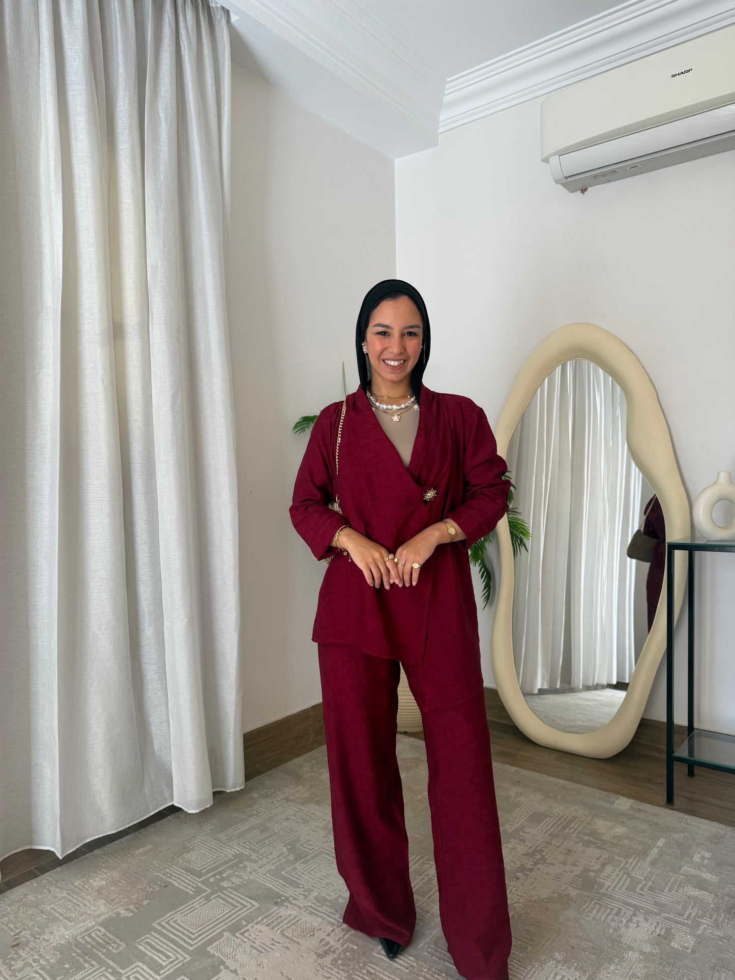 Chic Burgundy Linen Set ✨