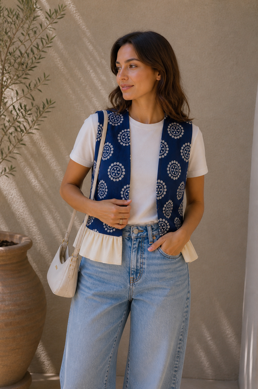 Classy Printed Vest Ensemble