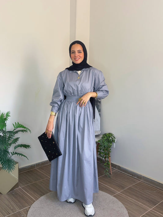 Loose Fit Modest Maxi Dress in Grey