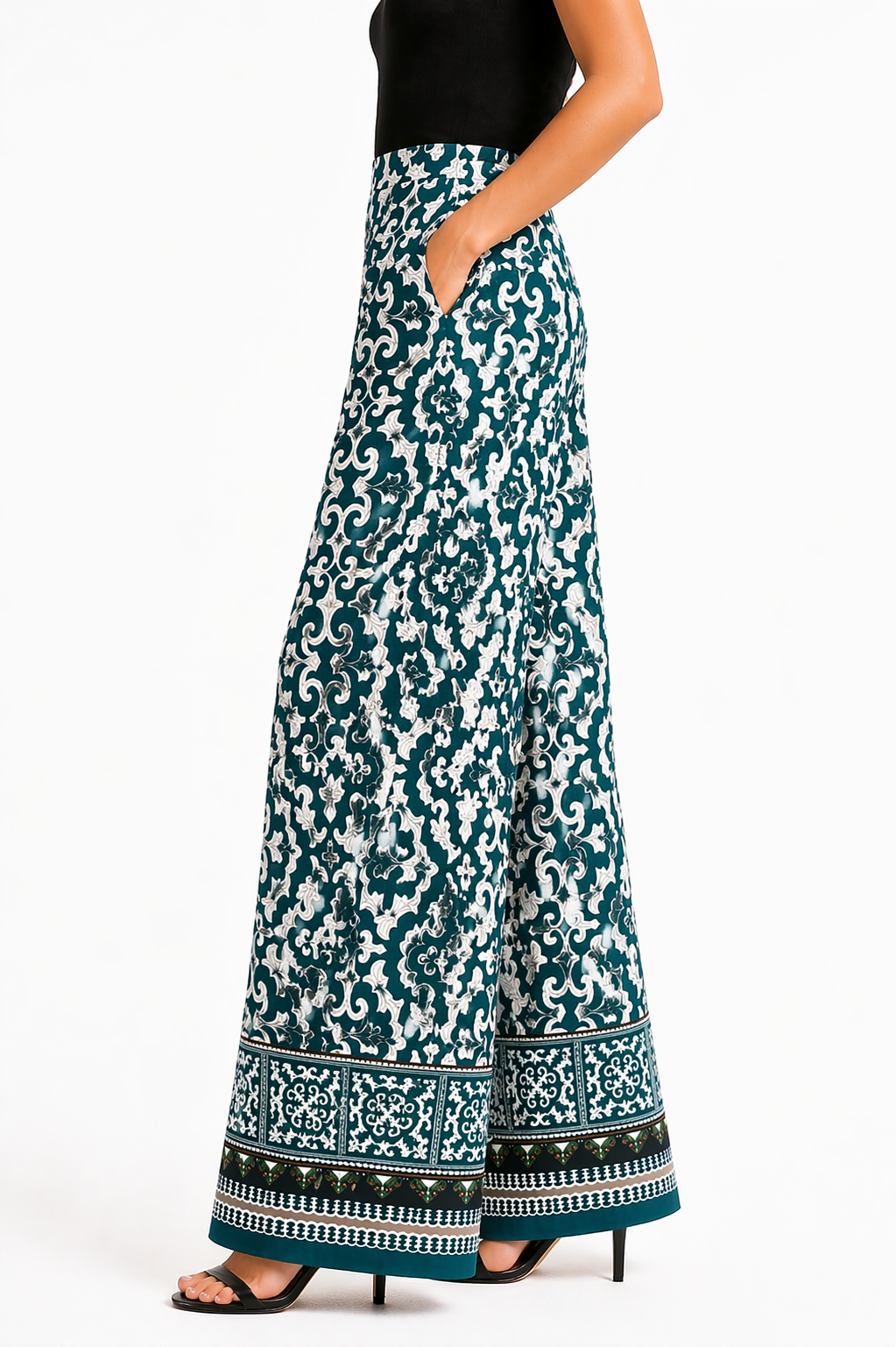 Printed green Pants (Viscose Cotton Fabric)