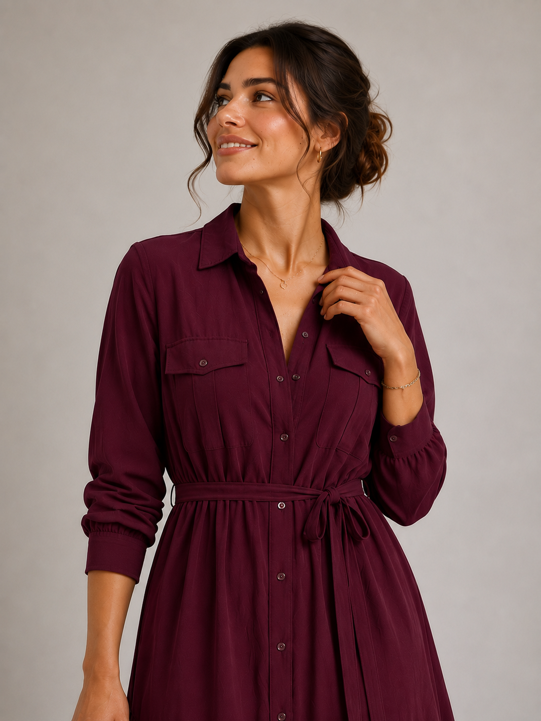Burgundy CY Fabric Dress