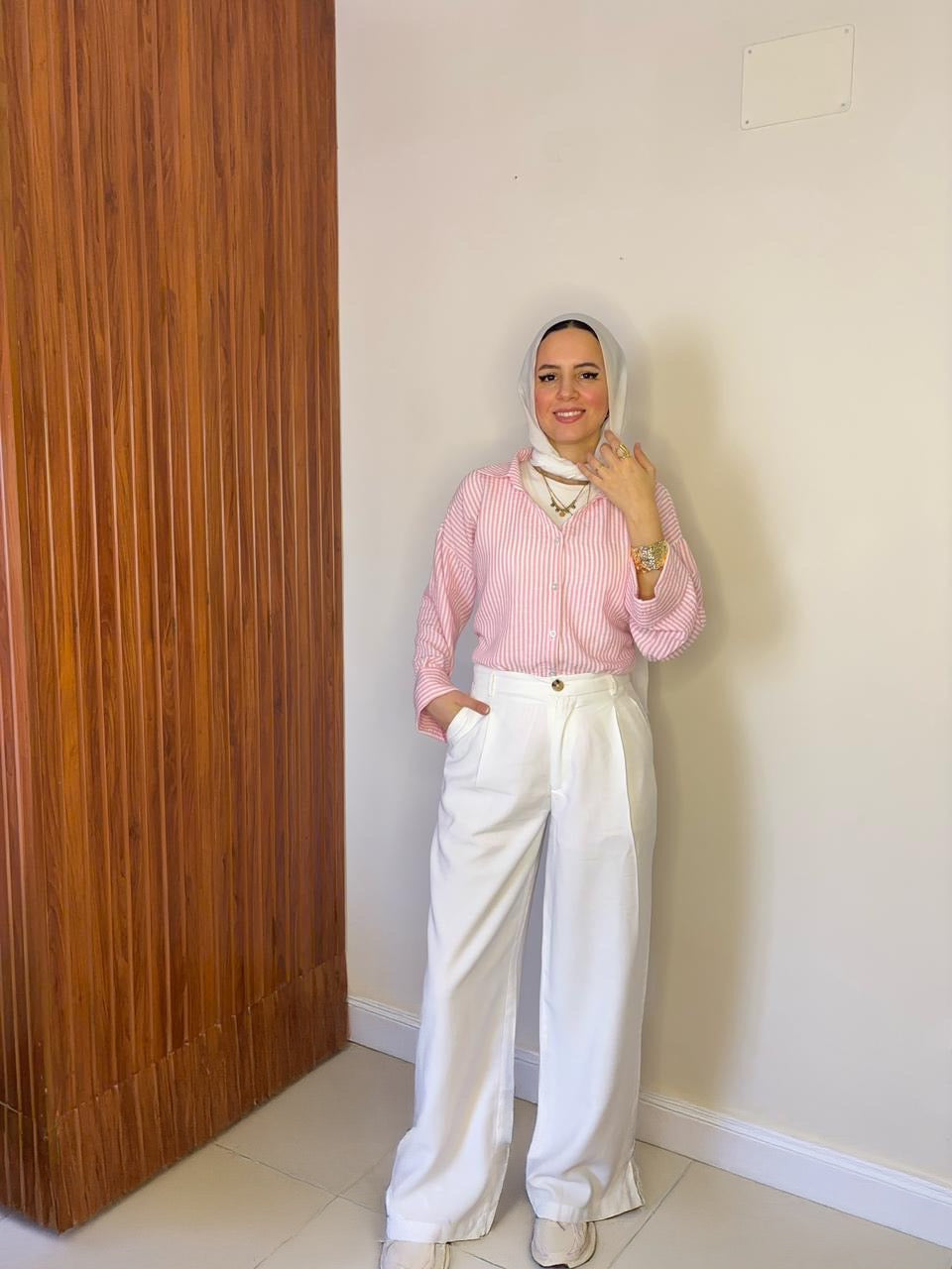 Pink Striped Wrap Shirt