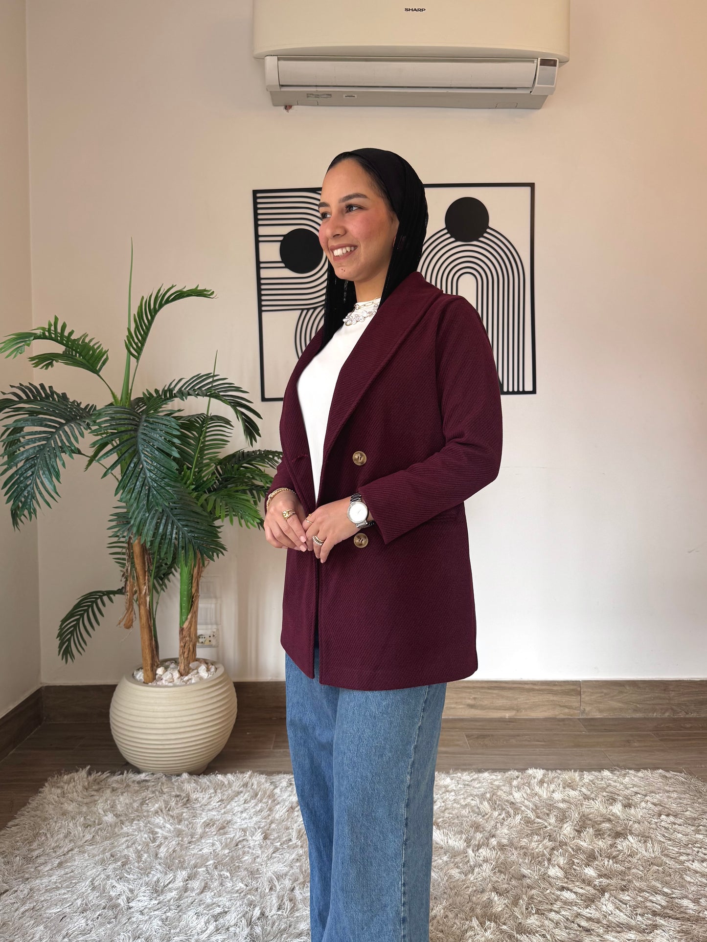 Burgundy Blazer Casual Chic Look