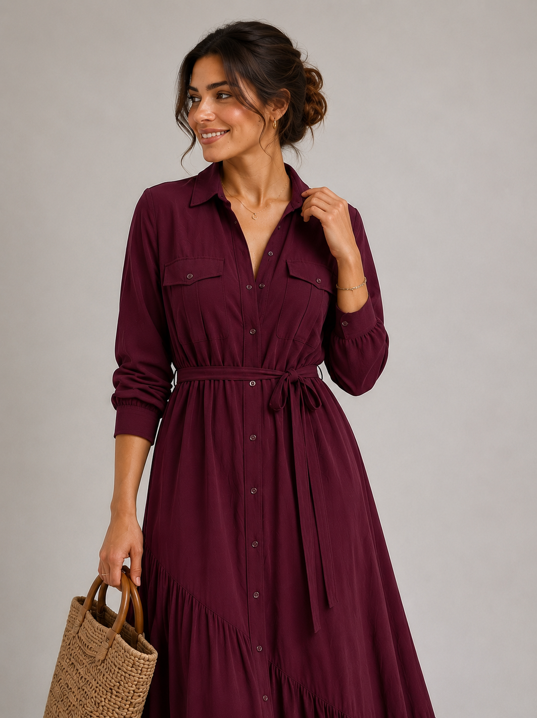 Burgundy CY Fabric Dress
