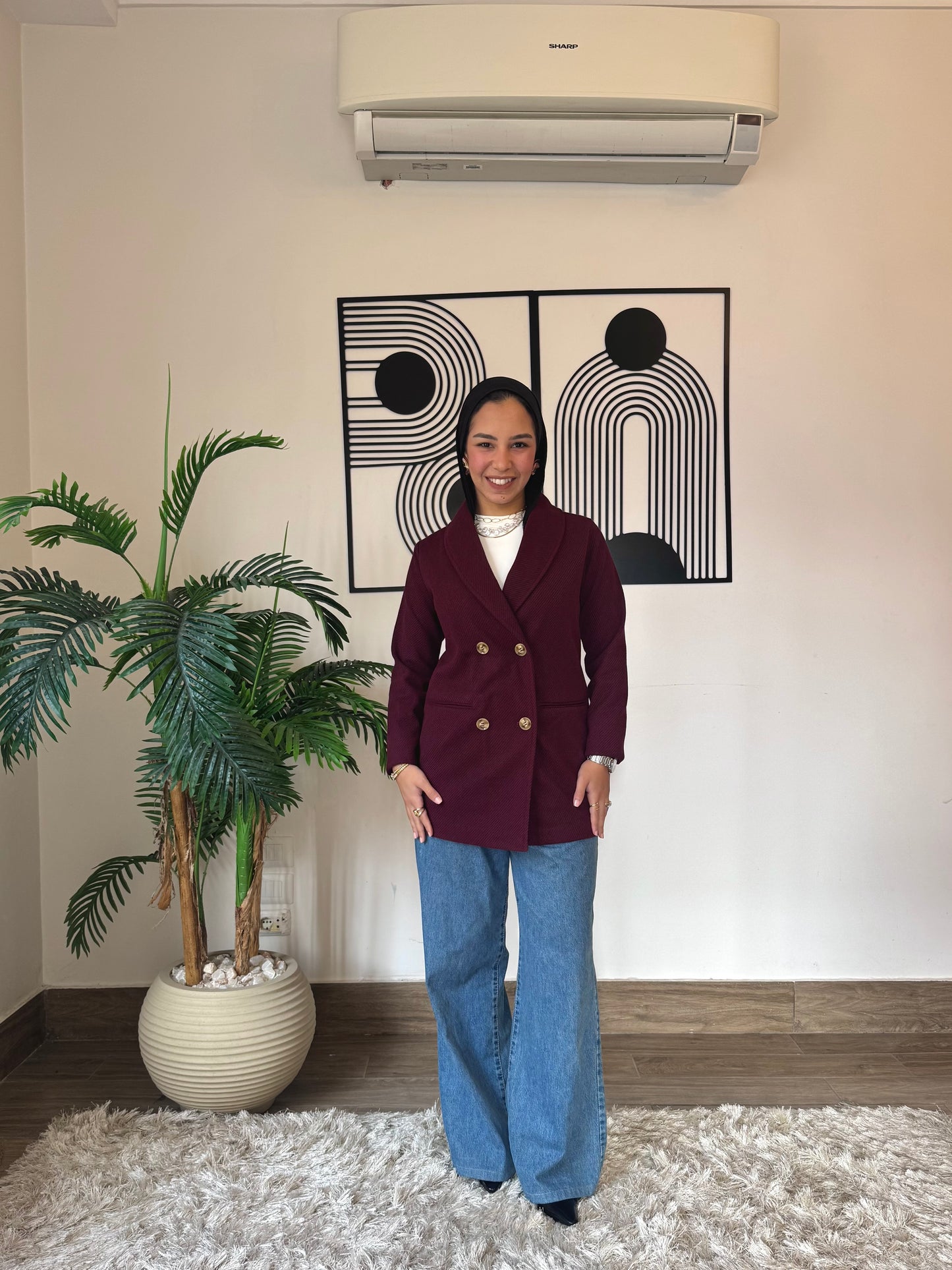 Burgundy Blazer Casual Chic Look