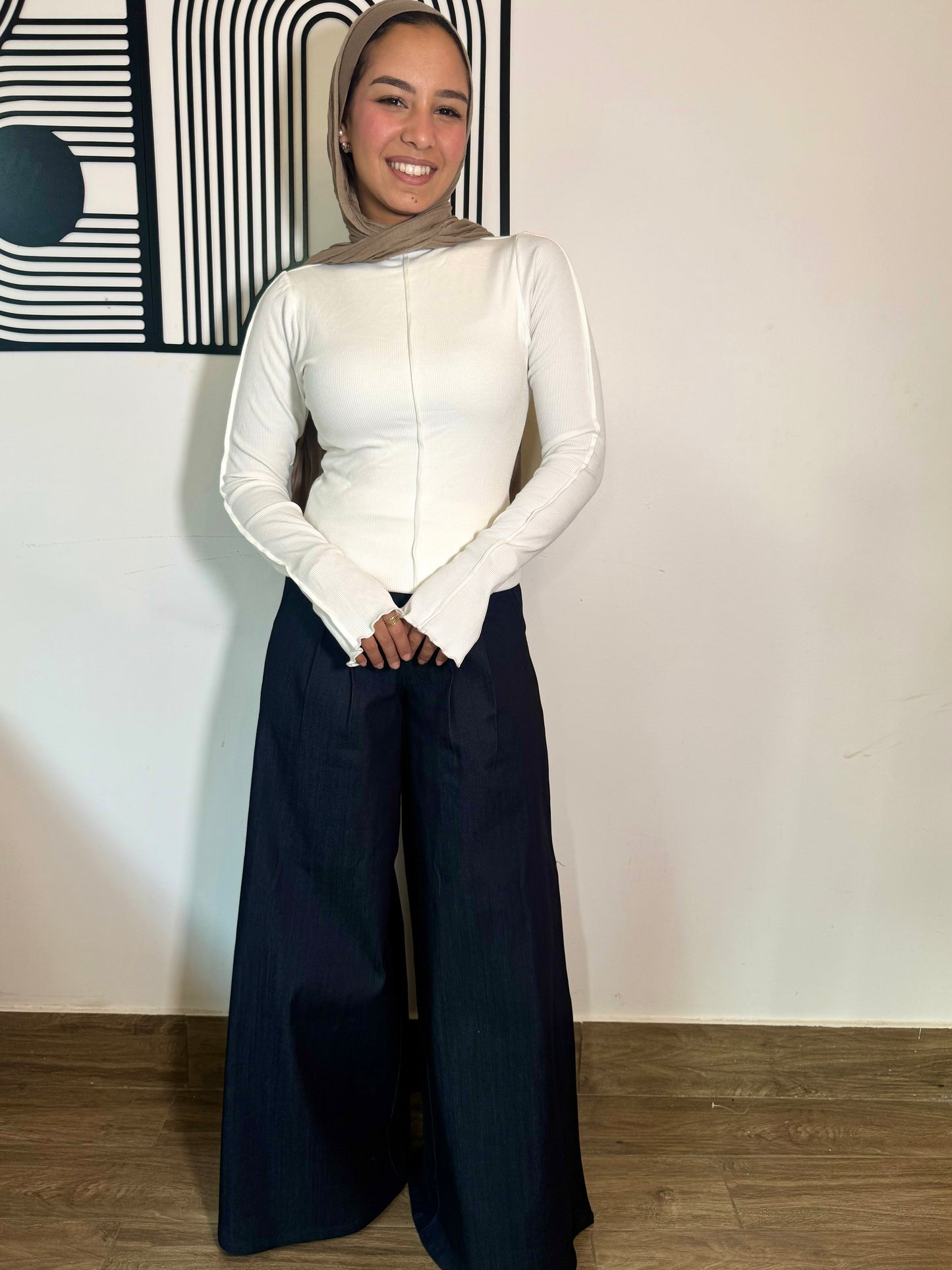 Wide-Leg Heavy Denim Pants