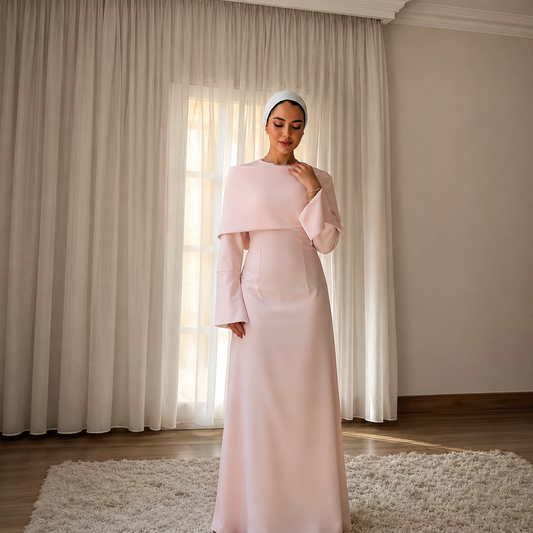 The Serenity Gown – Rose Satin Modest Maxi Dress