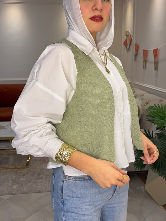 Mint Crochet Knit Vest