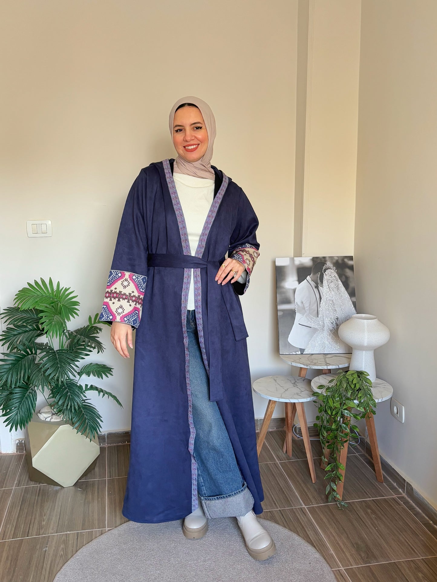 Dark Blue Suede Kaftan