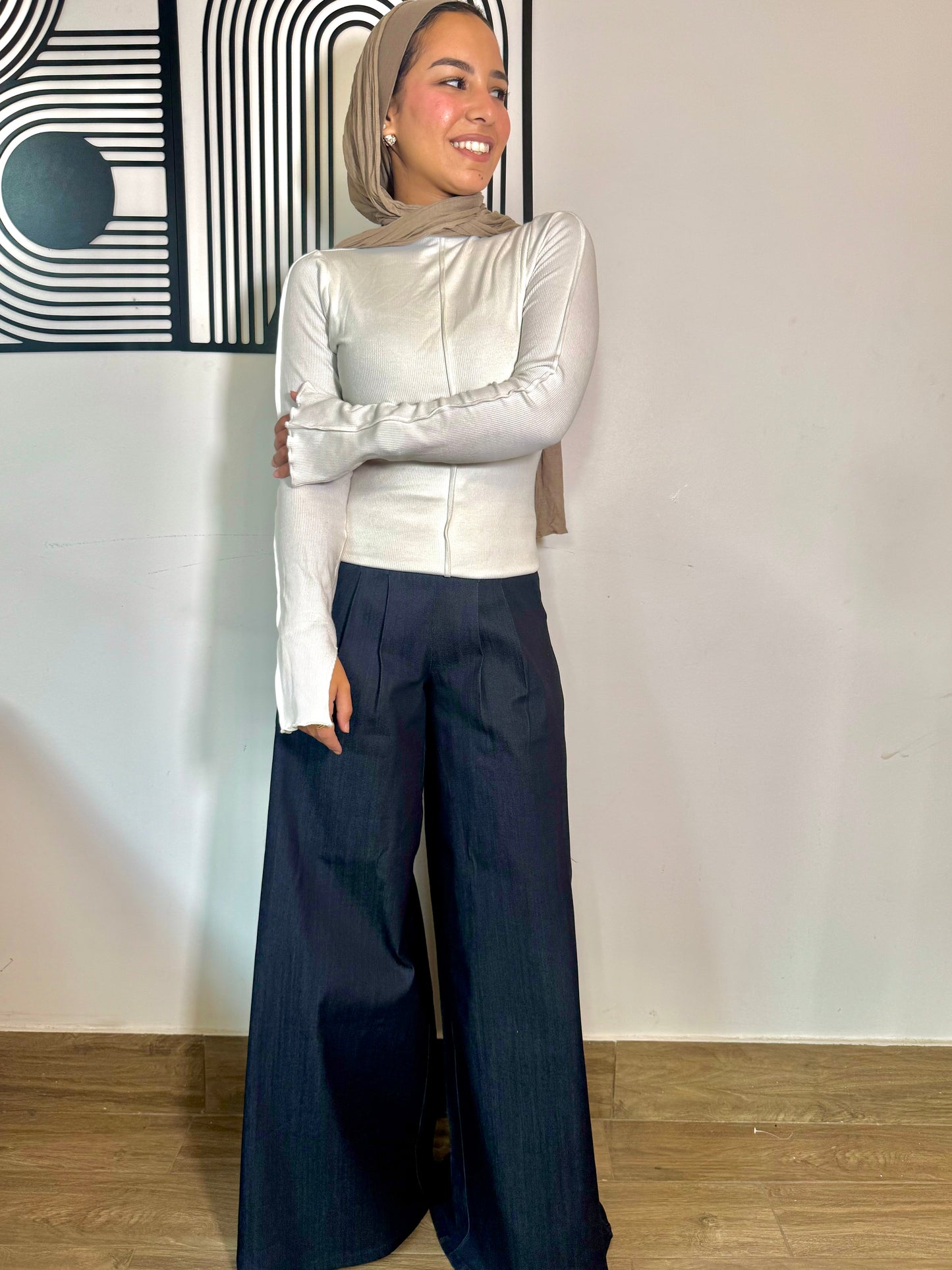 Wide-Leg Heavy Denim Pants