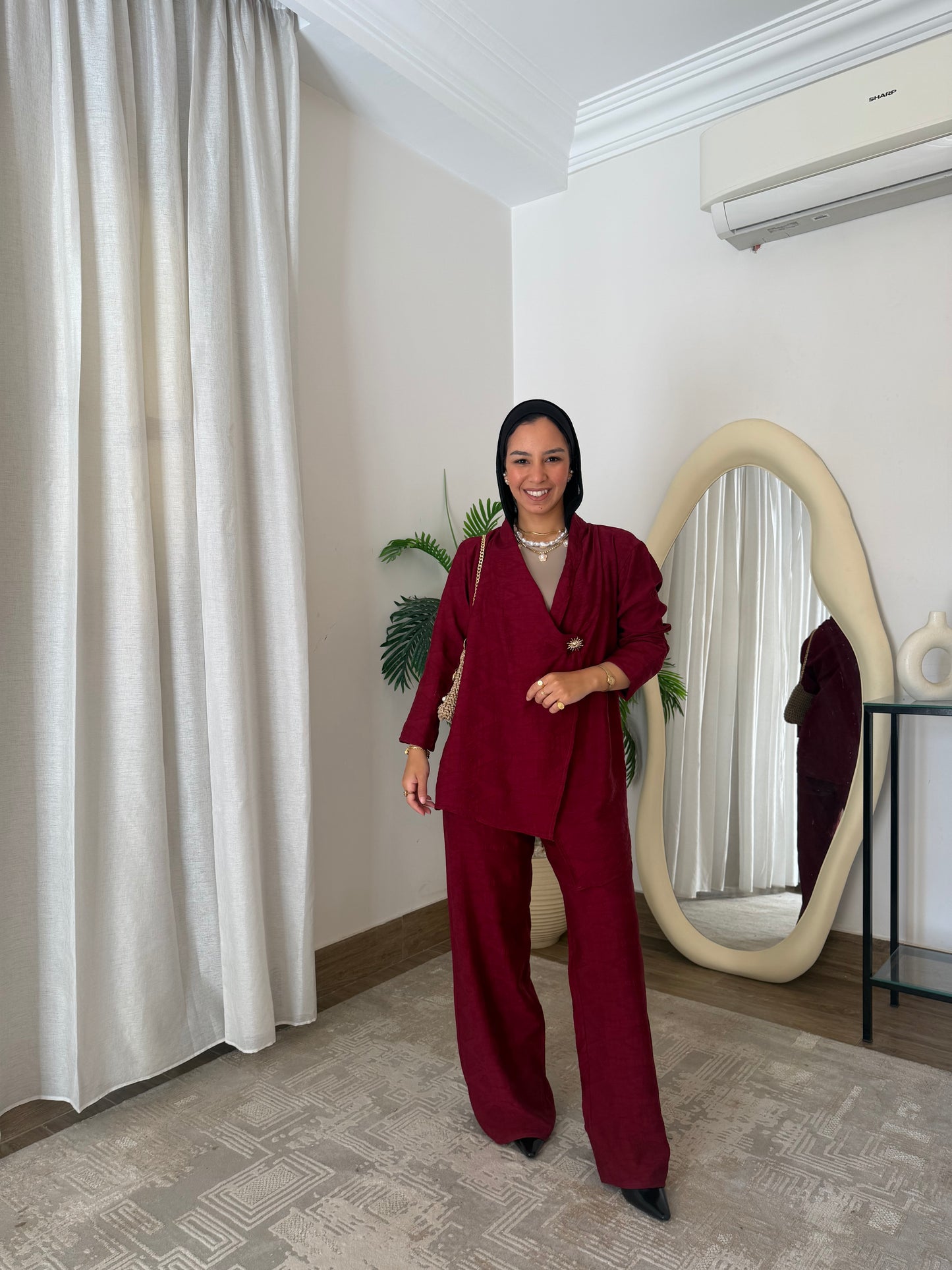 Chic Burgundy Linen Set ✨